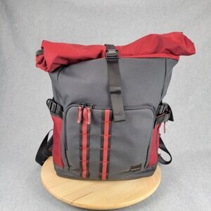 Oakley Roll Top Backpack Unisex OS Grey Red Techwear Gorpcore Hiking Bag